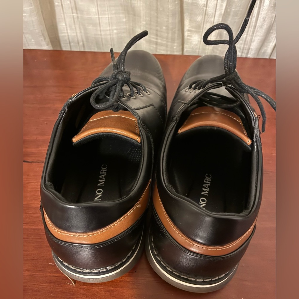 Men's Black Derby Shoes - Classic Lace-Up Oxfords 9E (Wide) - Picture 3 of 4